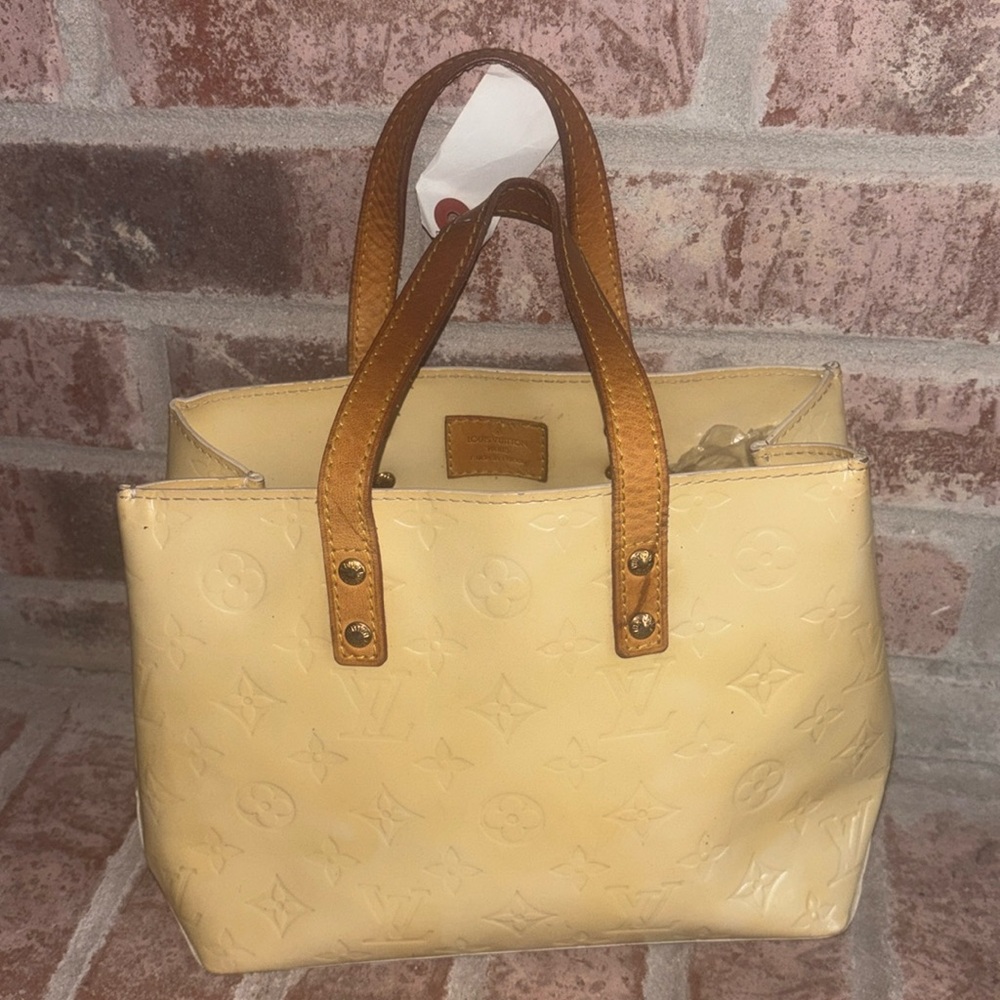 Louis Vuitton Cream Shoulder Bag with Tan Leather Straps
